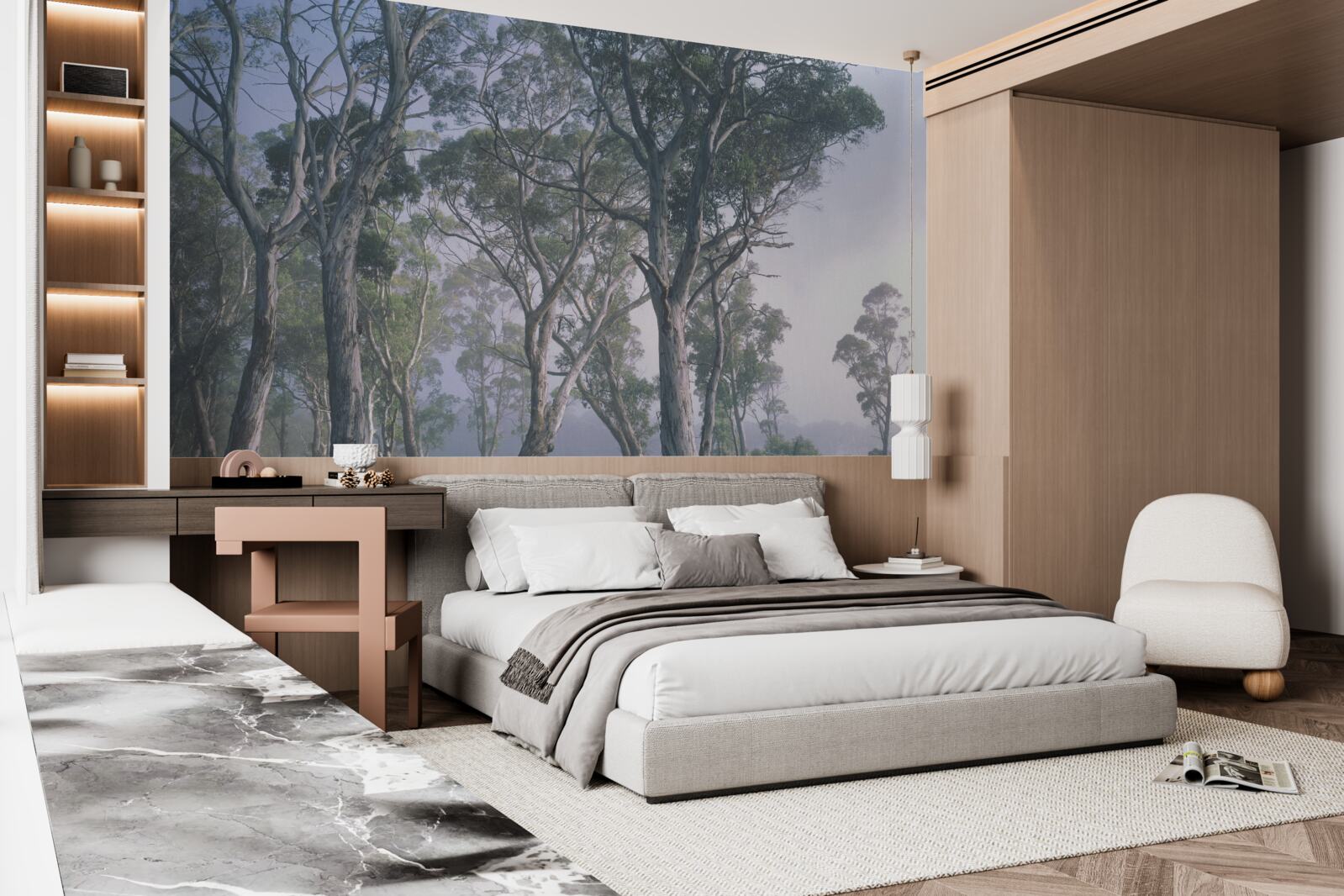 Фотошпалери ранок прокидається в туманному лісі