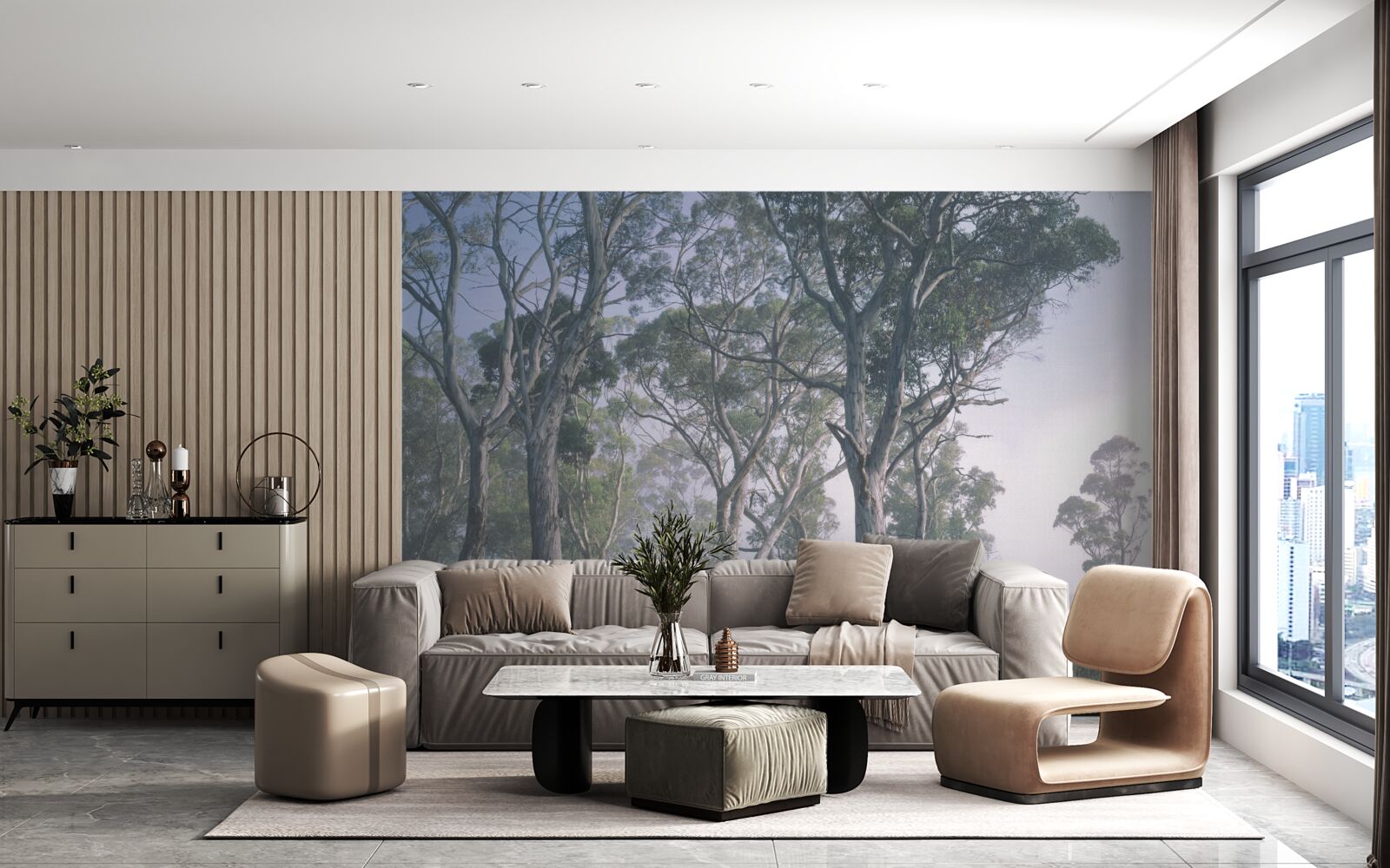 Фотошпалери ранок прокидається в туманному лісі