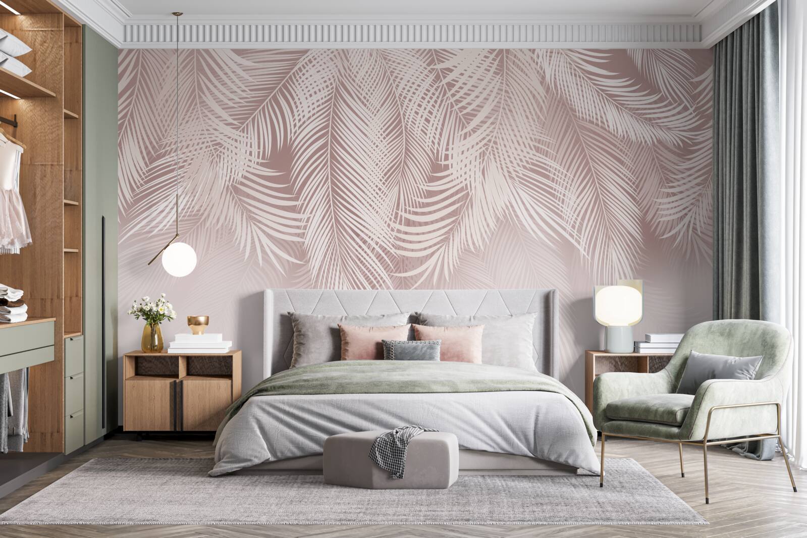 Фотошпалери бліде пальмове листя звисає