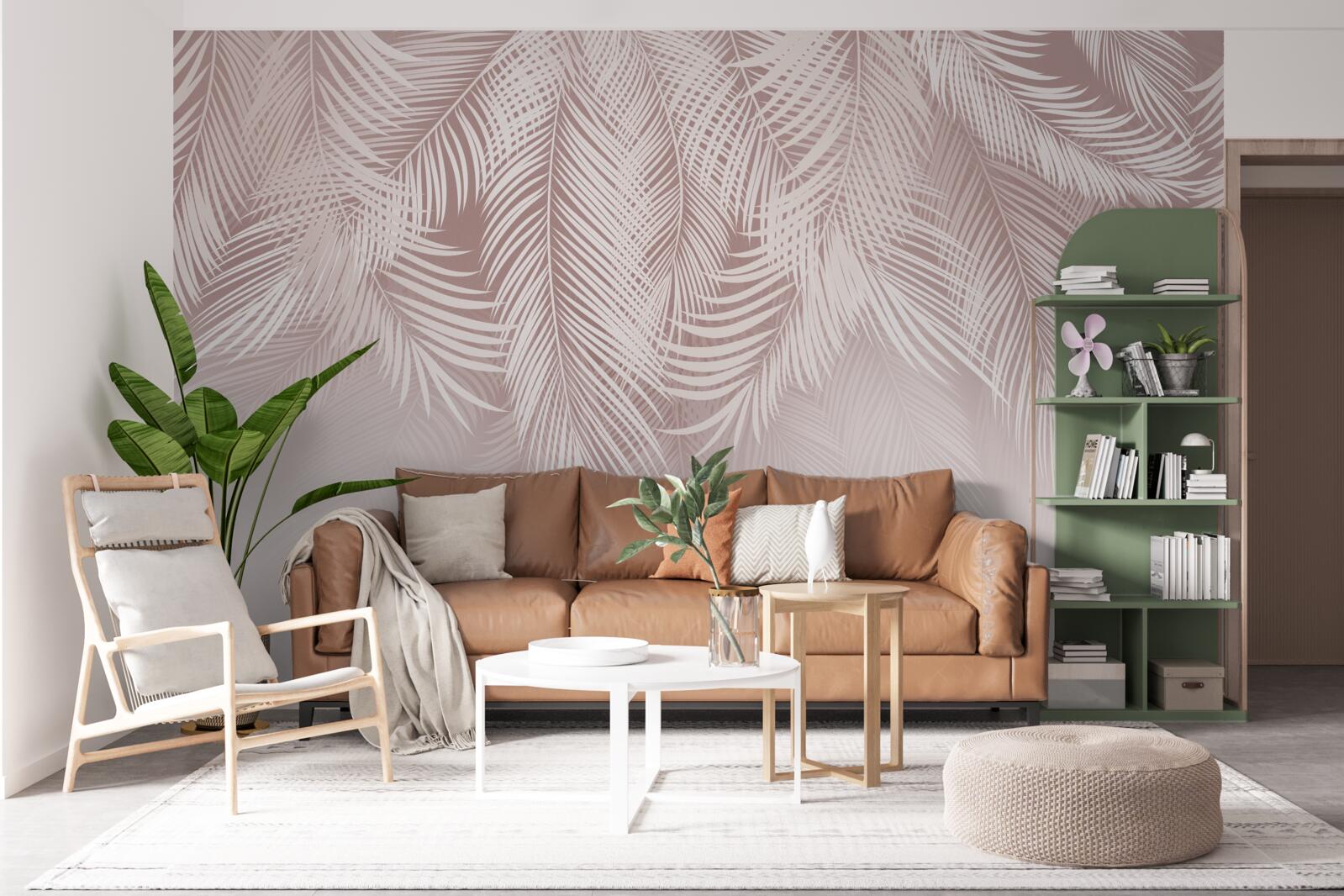 Фотошпалери бліде пальмове листя звисає