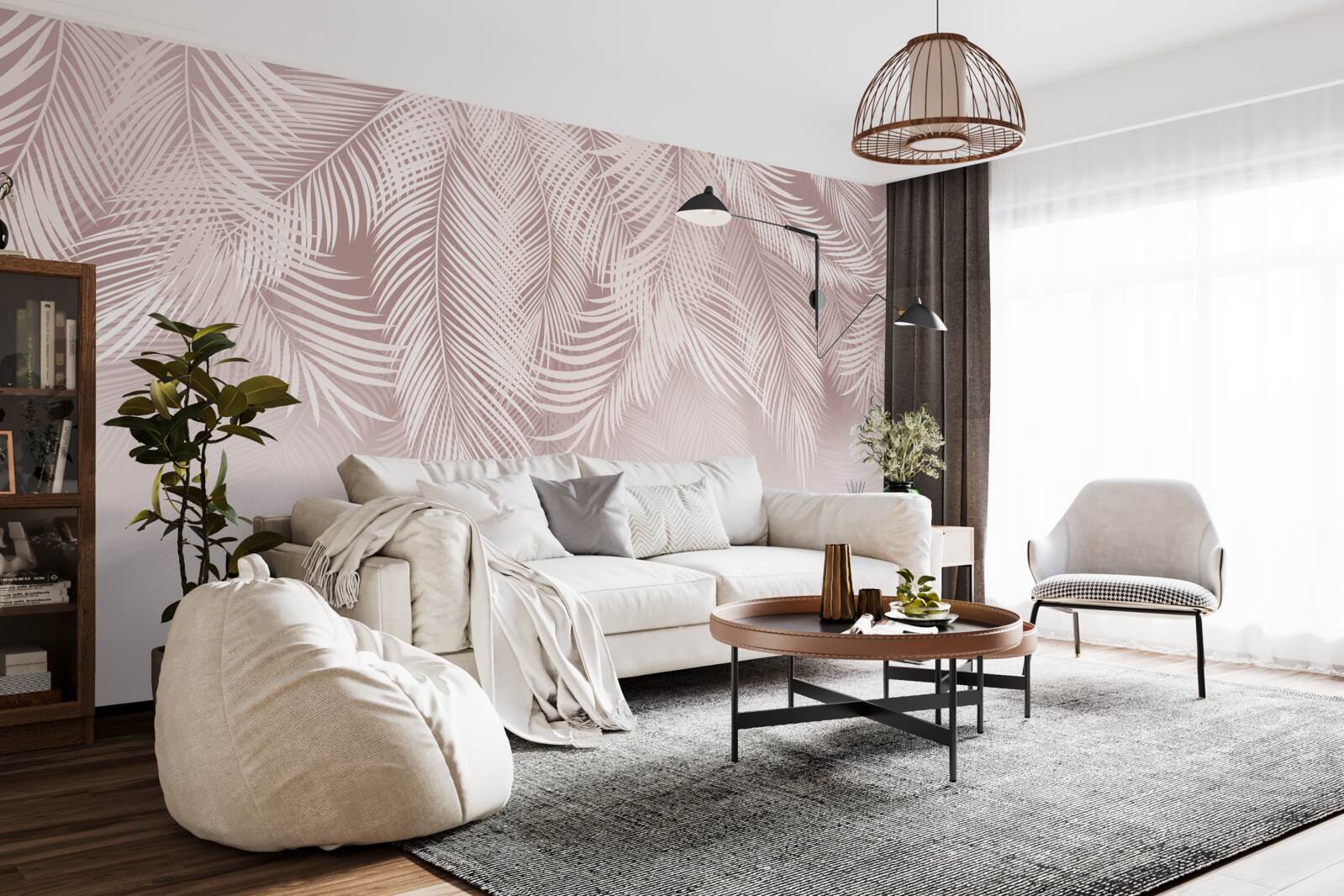 Фотошпалери бліде пальмове листя звисає