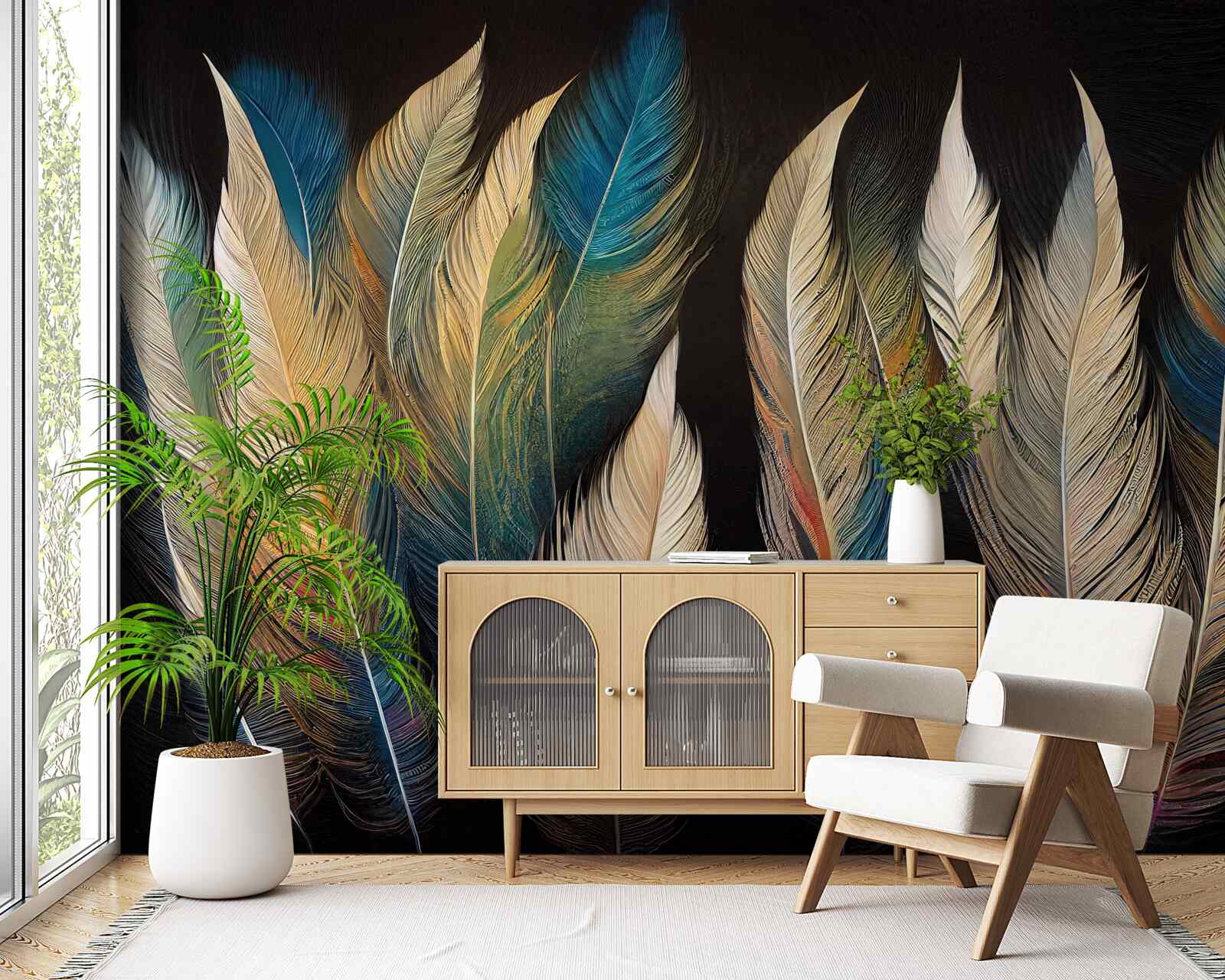 Фотошпалери конструкція з пташиного пір'я