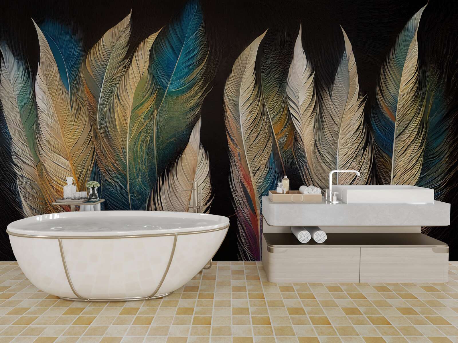 Фотошпалери конструкція з пташиного пір'я