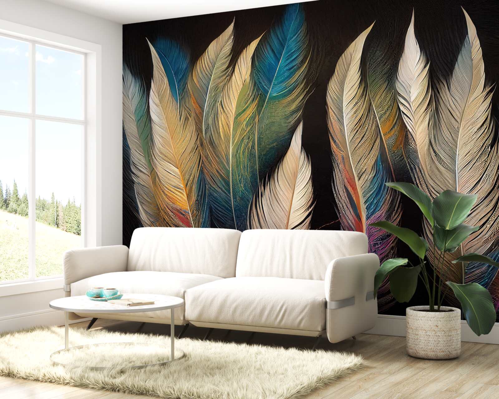 Фотошпалери конструкція з пташиного пір'я