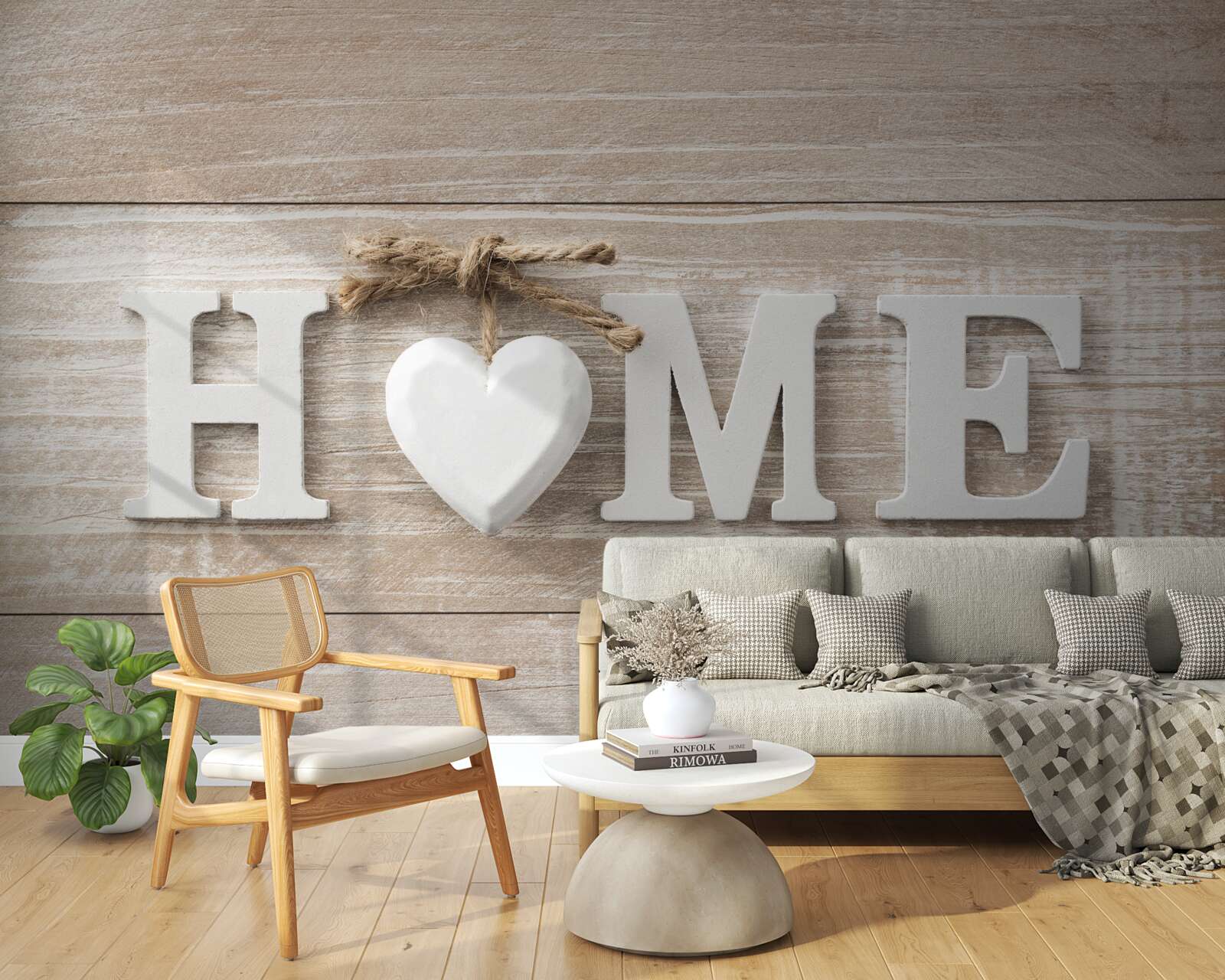 Фотошпалери текст "home" на тлі дерев