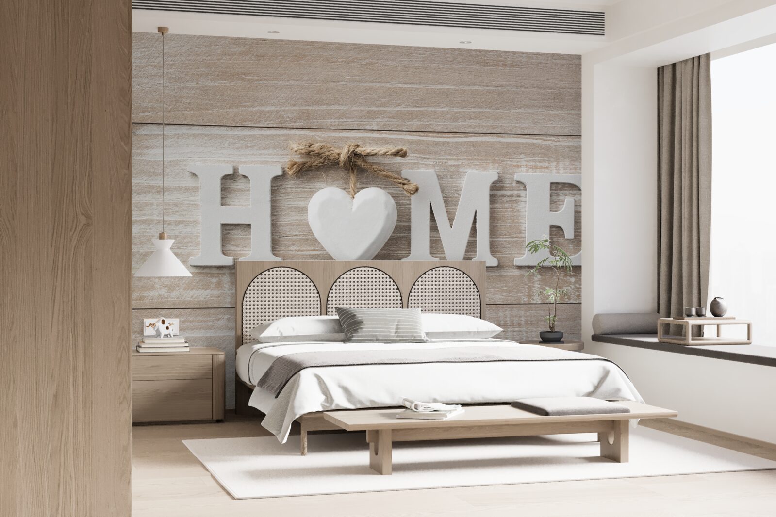 Фотошпалери текст "home" на тлі дерев