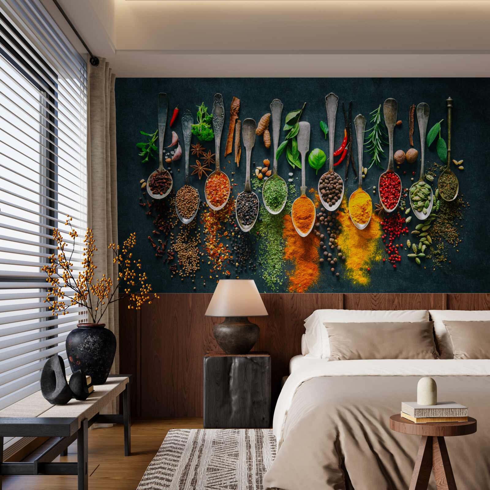 Фотошпалери різні спеції, розкладені по ложках