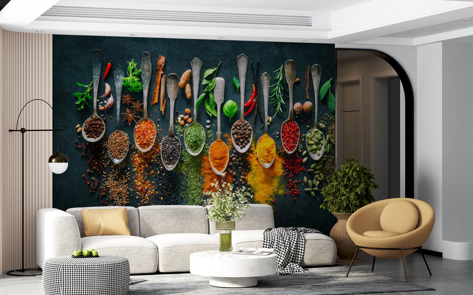 Фотошпалери різні спеції, розкладені по ложках