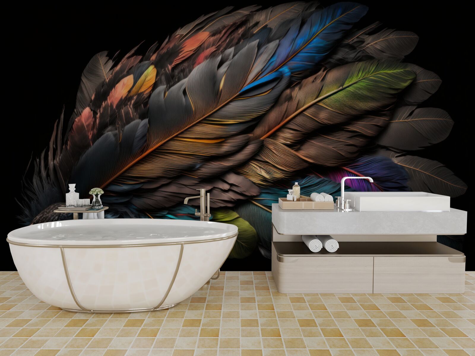 Фотошпалери світлий колір пташиного пір'я