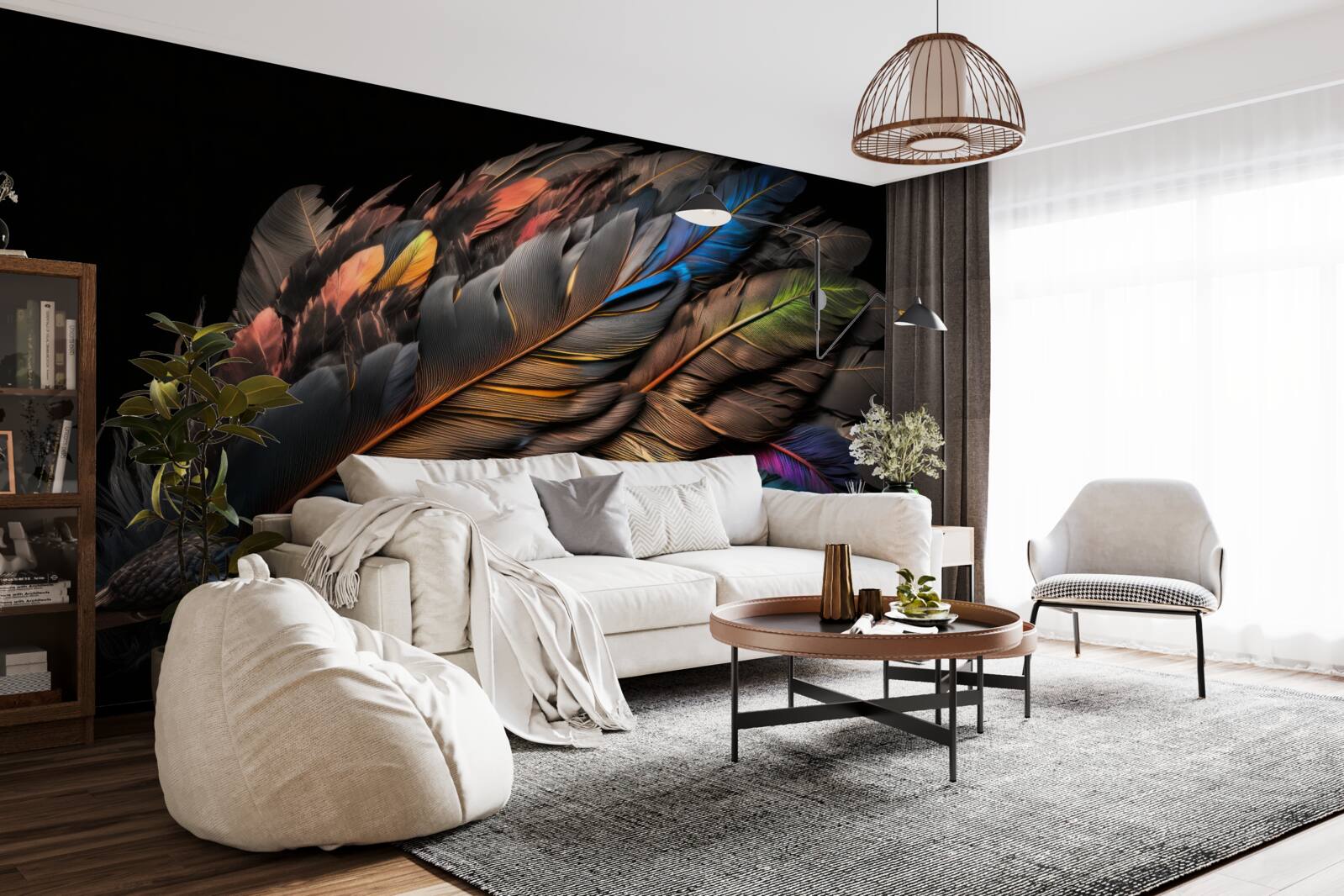 Фотошпалери світлий колір пташиного пір'я