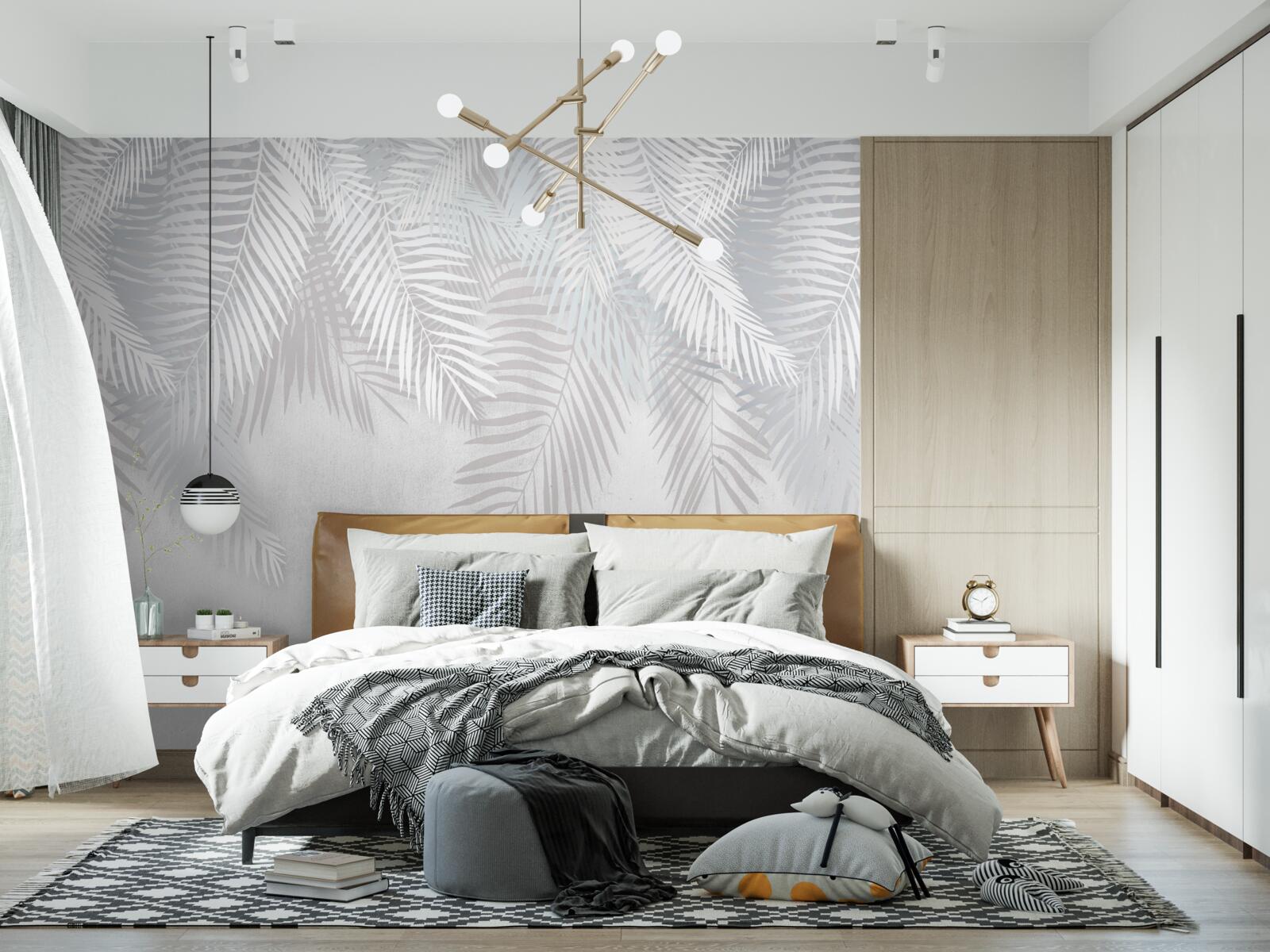 Фотошпалери пальмове листя на білому тлі