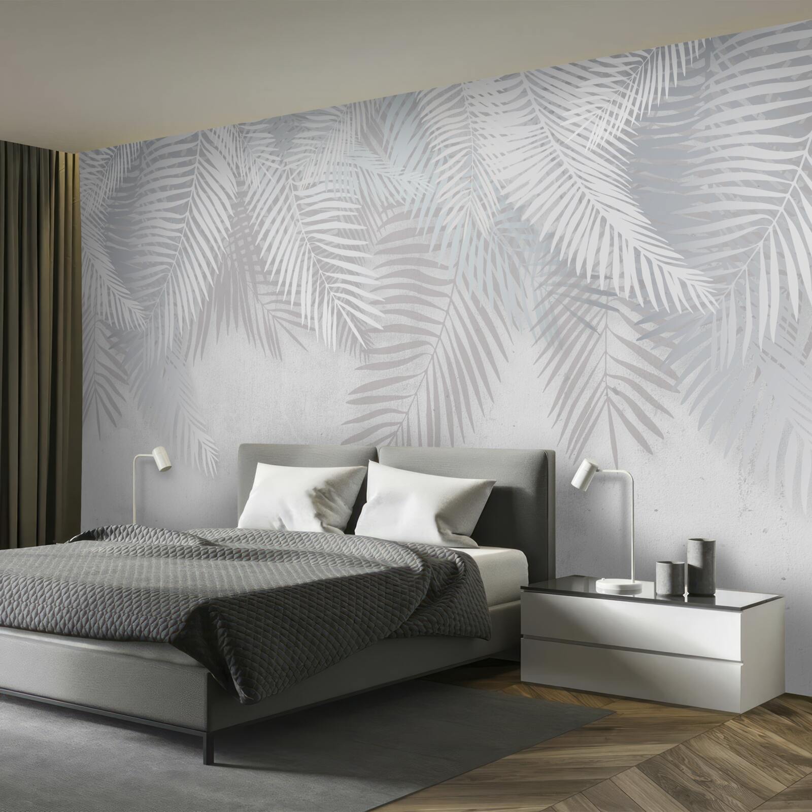 Фотошпалери пальмове листя на білому тлі