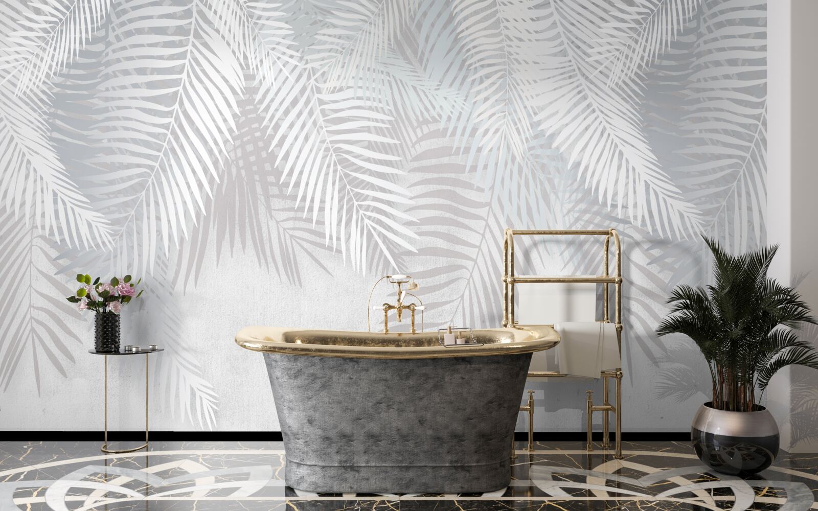 Фотошпалери пальмове листя на білому тлі