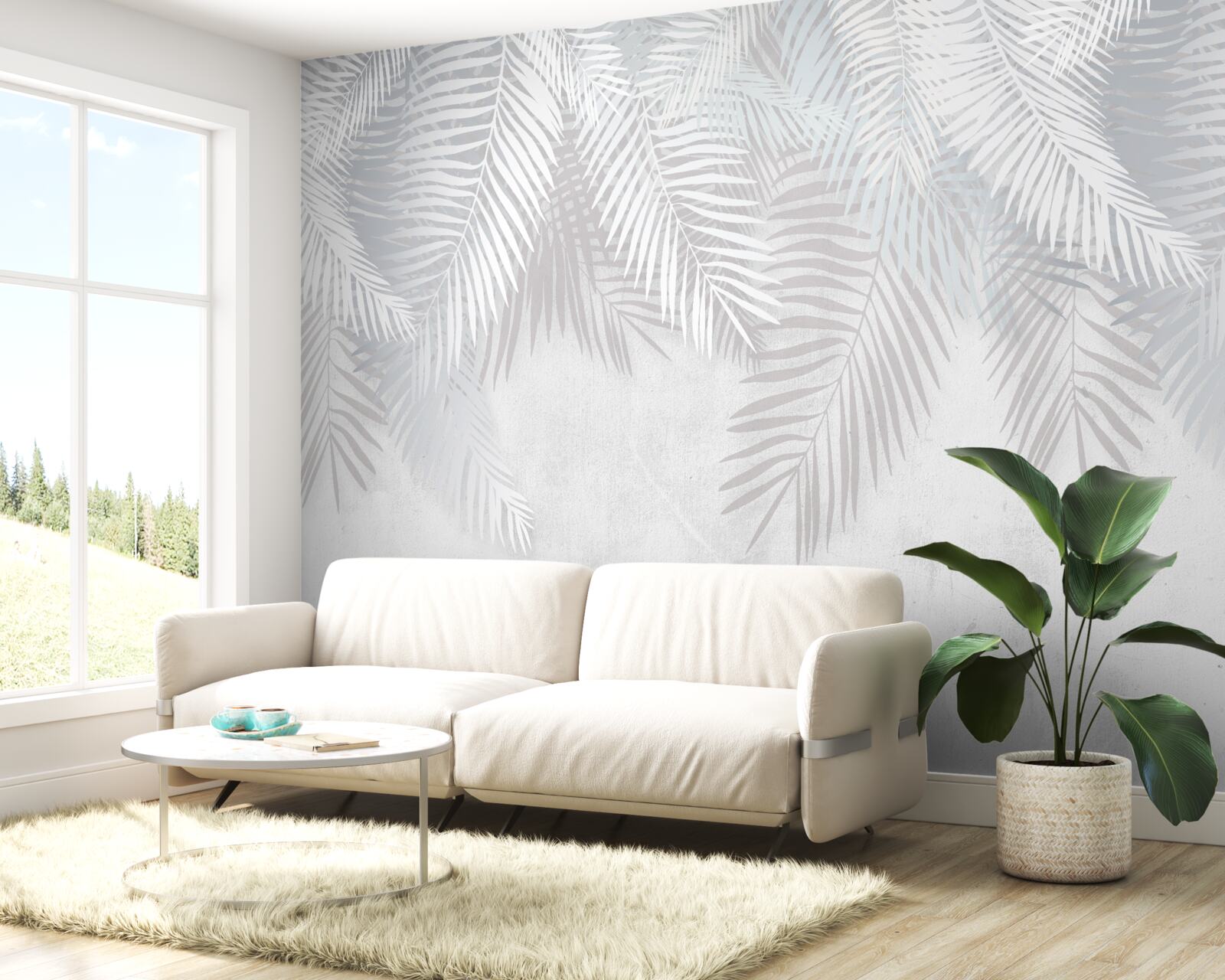 Фотошпалери пальмове листя на білому тлі