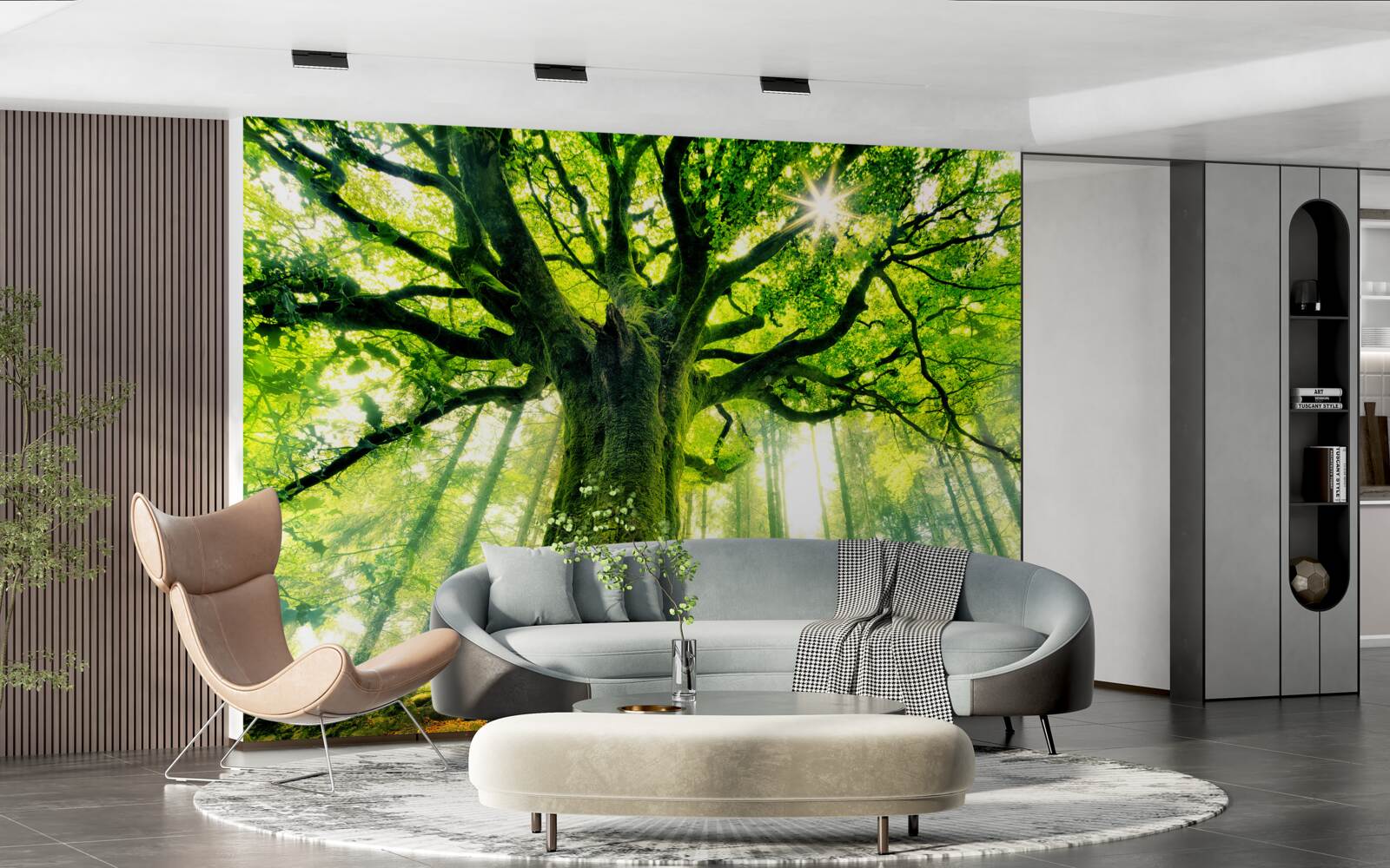 Фотошпалери величне дерево буття зустрічає схід сонця