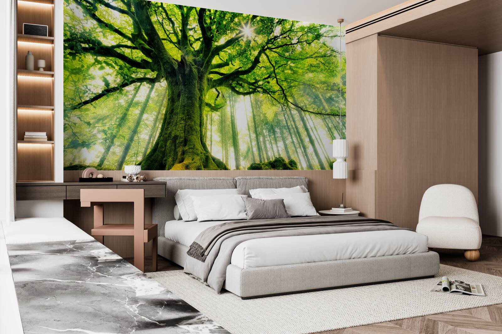 Фотошпалери величне дерево буття зустрічає схід сонця