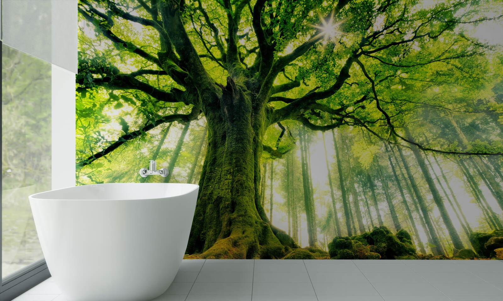 Фотошпалери величне дерево буття зустрічає схід сонця