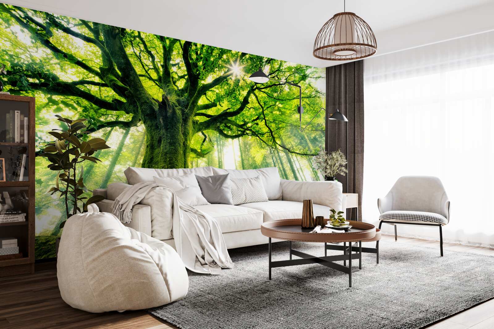 Фотошпалери величне дерево буття зустрічає схід сонця