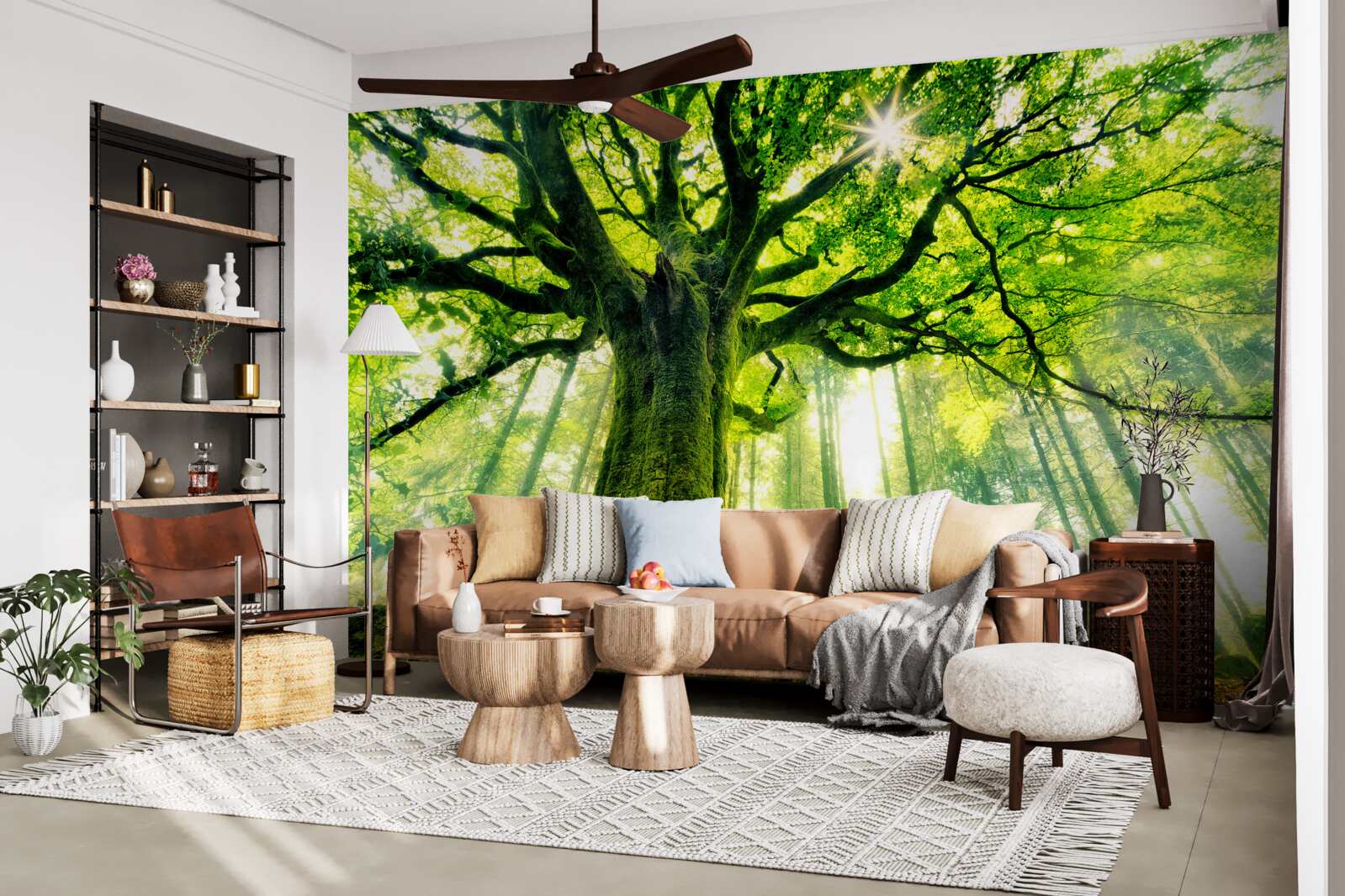 Фотошпалери величне дерево буття зустрічає схід сонця