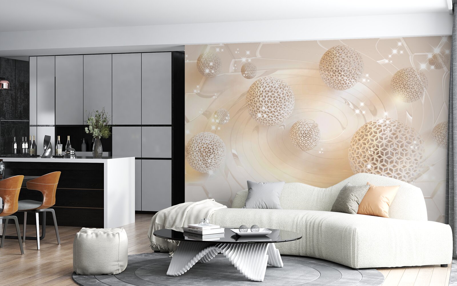 Фотошпалери кульки, що кружляють у золотому сяйві