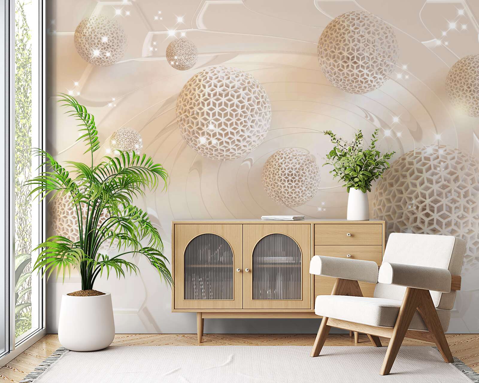 Фотошпалери кульки, що кружляють у золотому сяйві