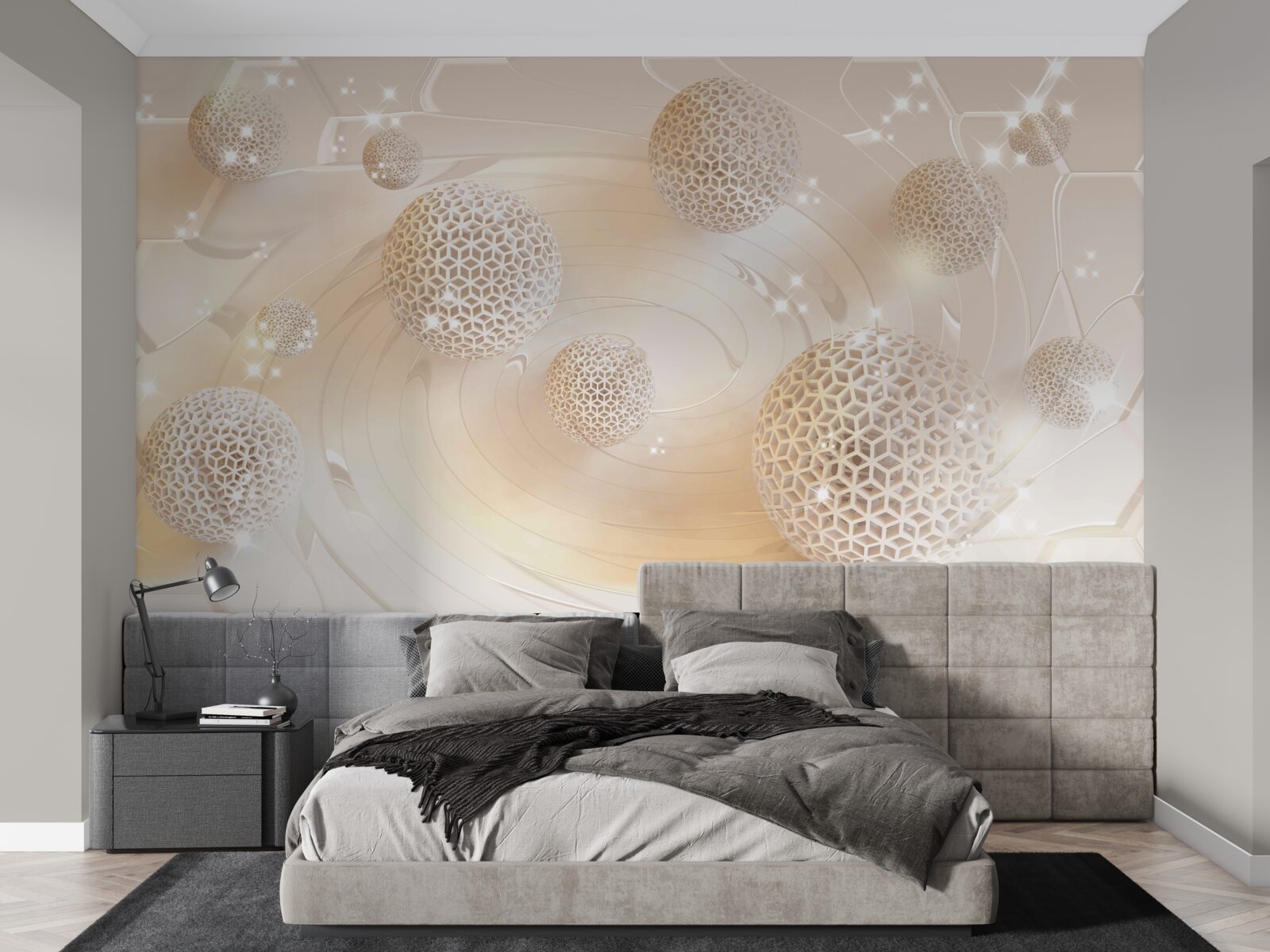 Фотошпалери кульки, що кружляють у золотому сяйві