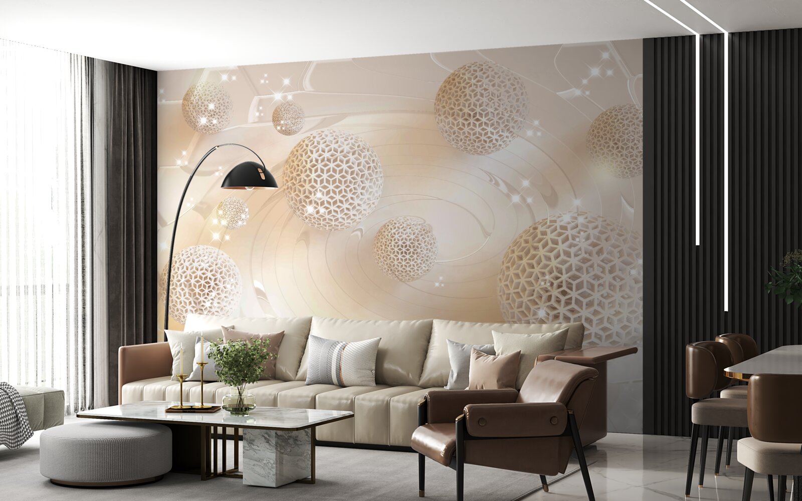 Фотошпалери кульки, що кружляють у золотому сяйві