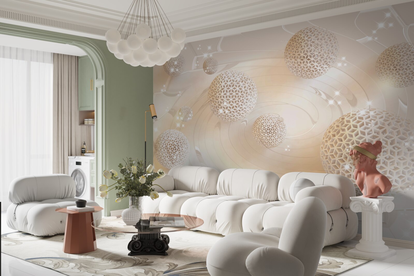 Фотошпалери кульки, що кружляють у золотому сяйві