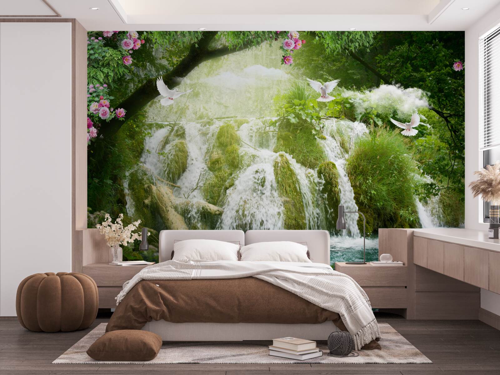 Фотошпалери падіння води з лісового водоспаду