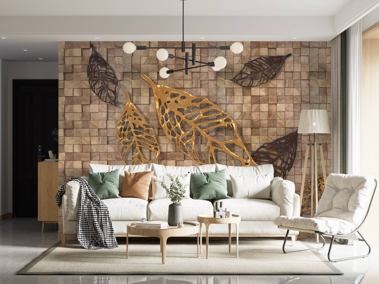 Фотошпалери мозаїка обрамлена листям