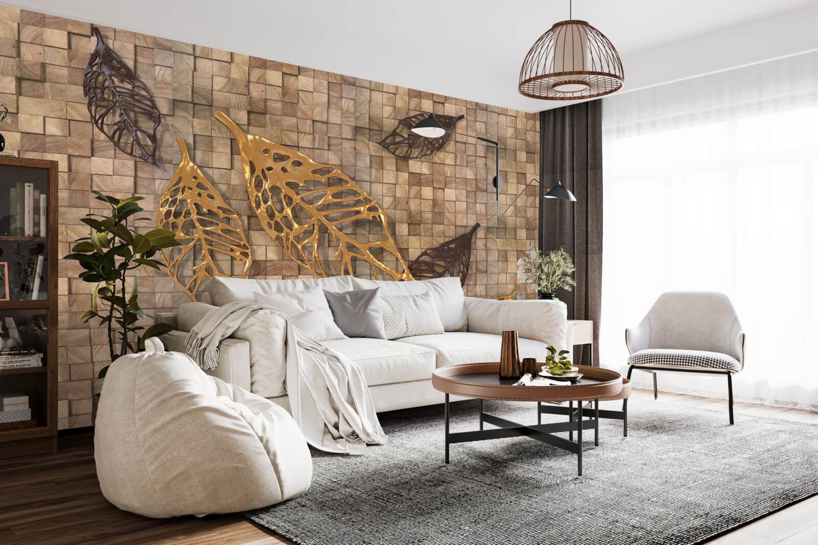 Фотошпалери мозаїка обрамлена листям