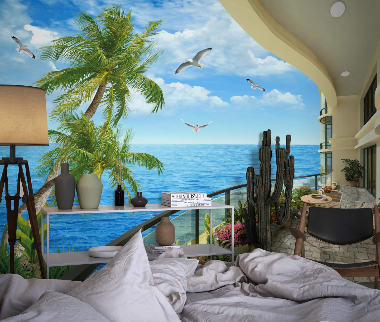 Фотошпалери тераса з видом на океан