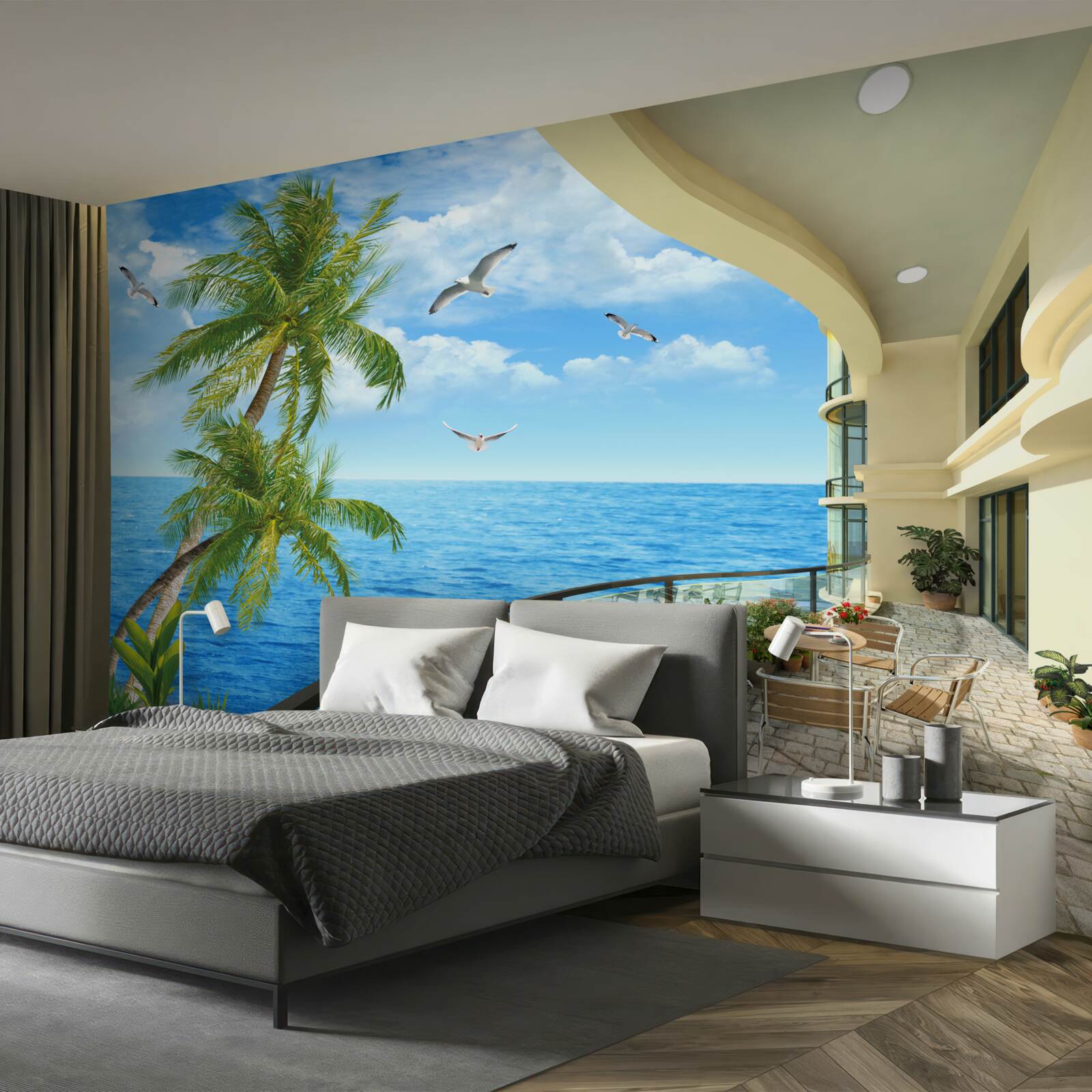 Фотошпалери тераса з видом на океан