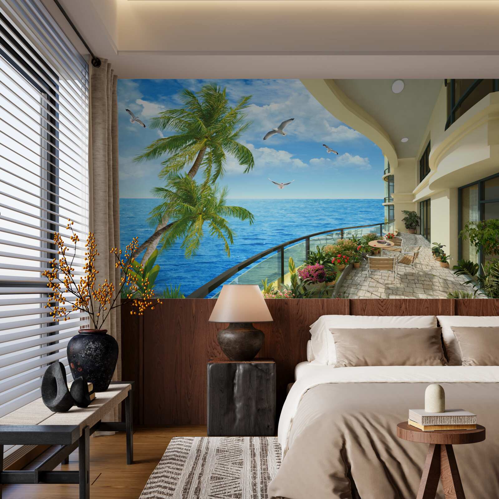 Фотошпалери тераса з видом на океан