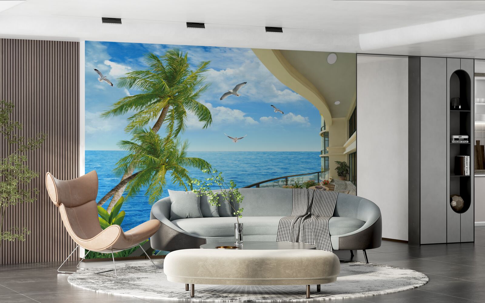 Фотошпалери тераса з видом на океан