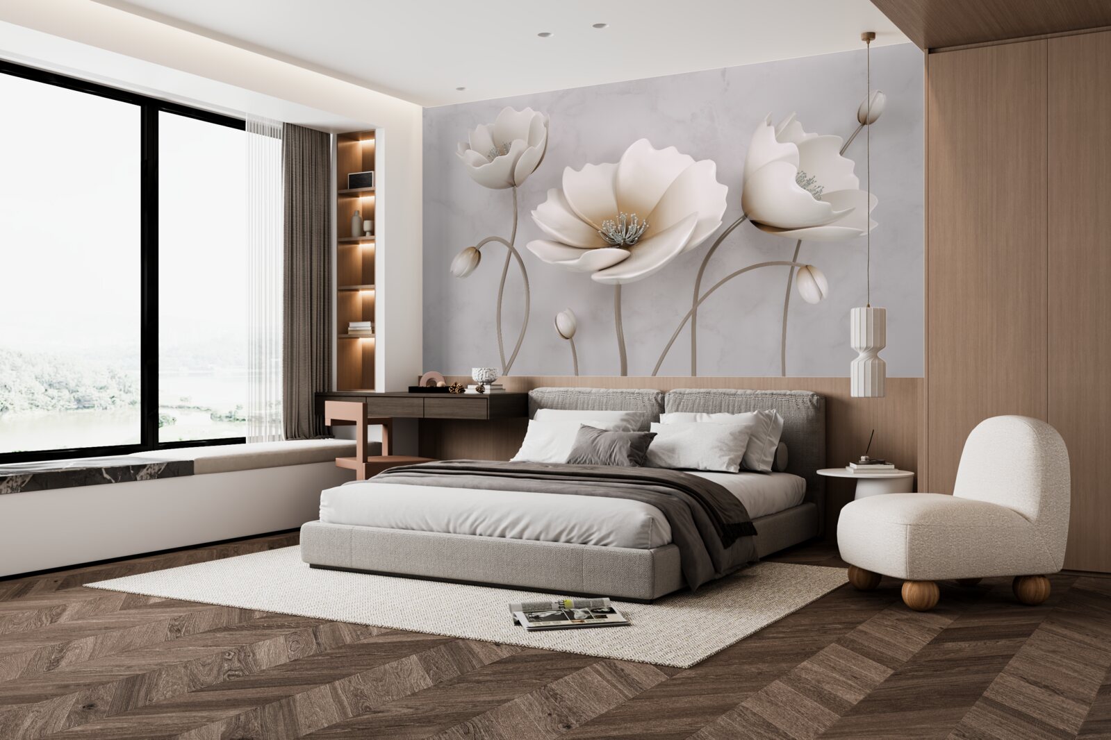 Фотошпалери прекрасні білосніжні квіти