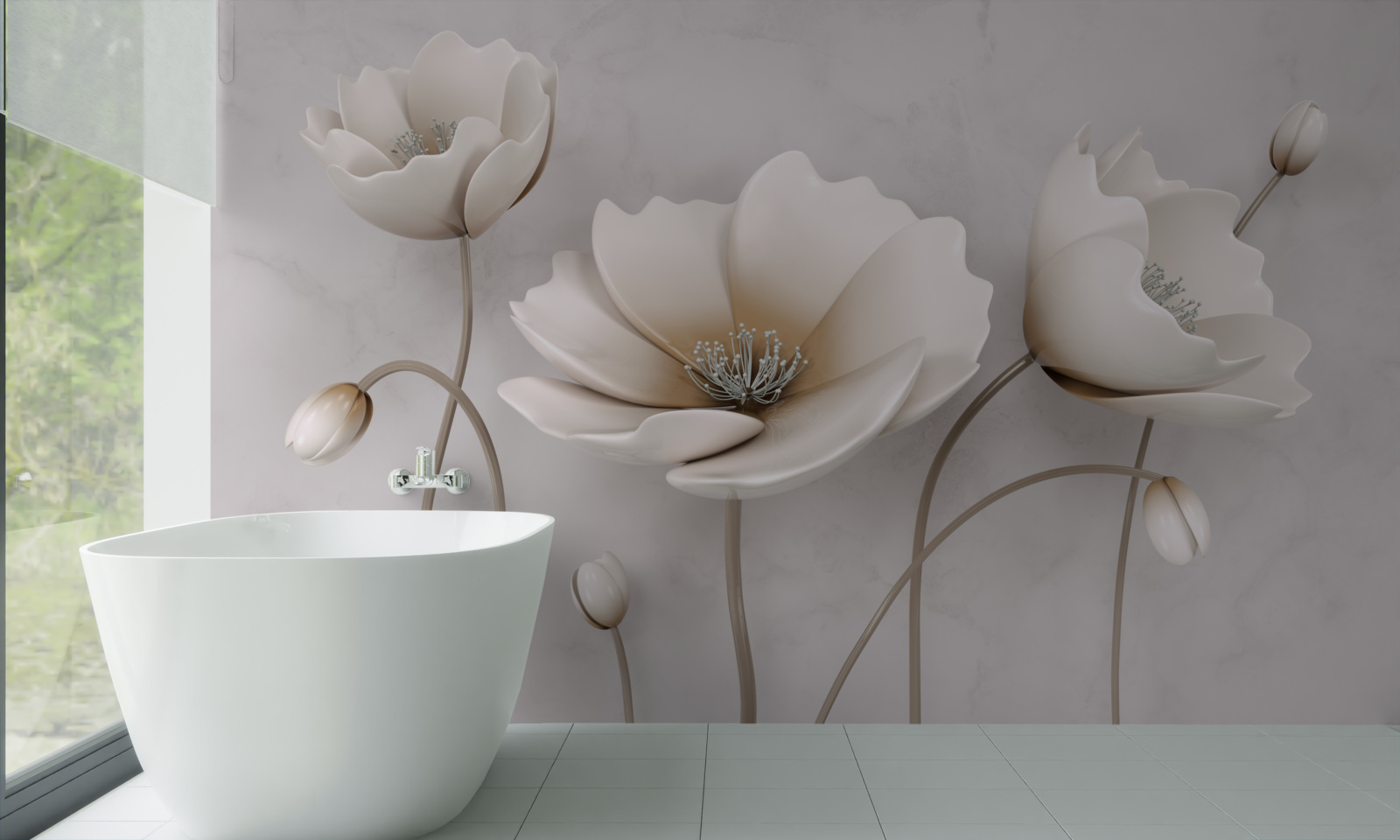 Фотошпалери прекрасні білосніжні квіти