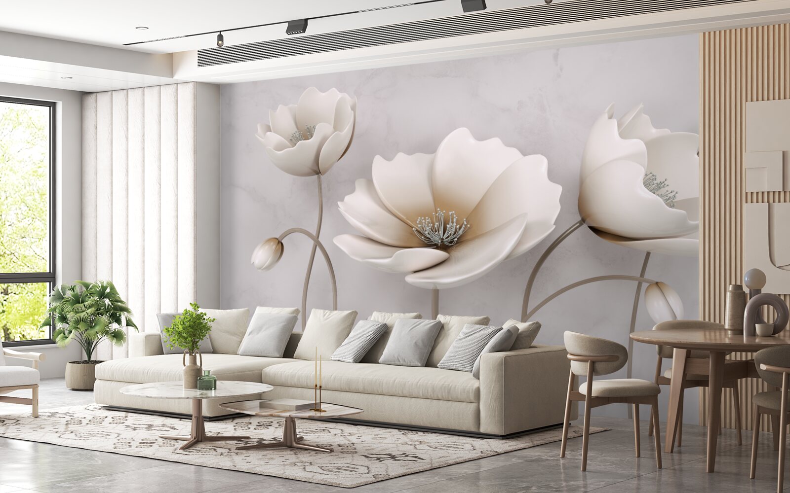 Фотошпалери прекрасні білосніжні квіти