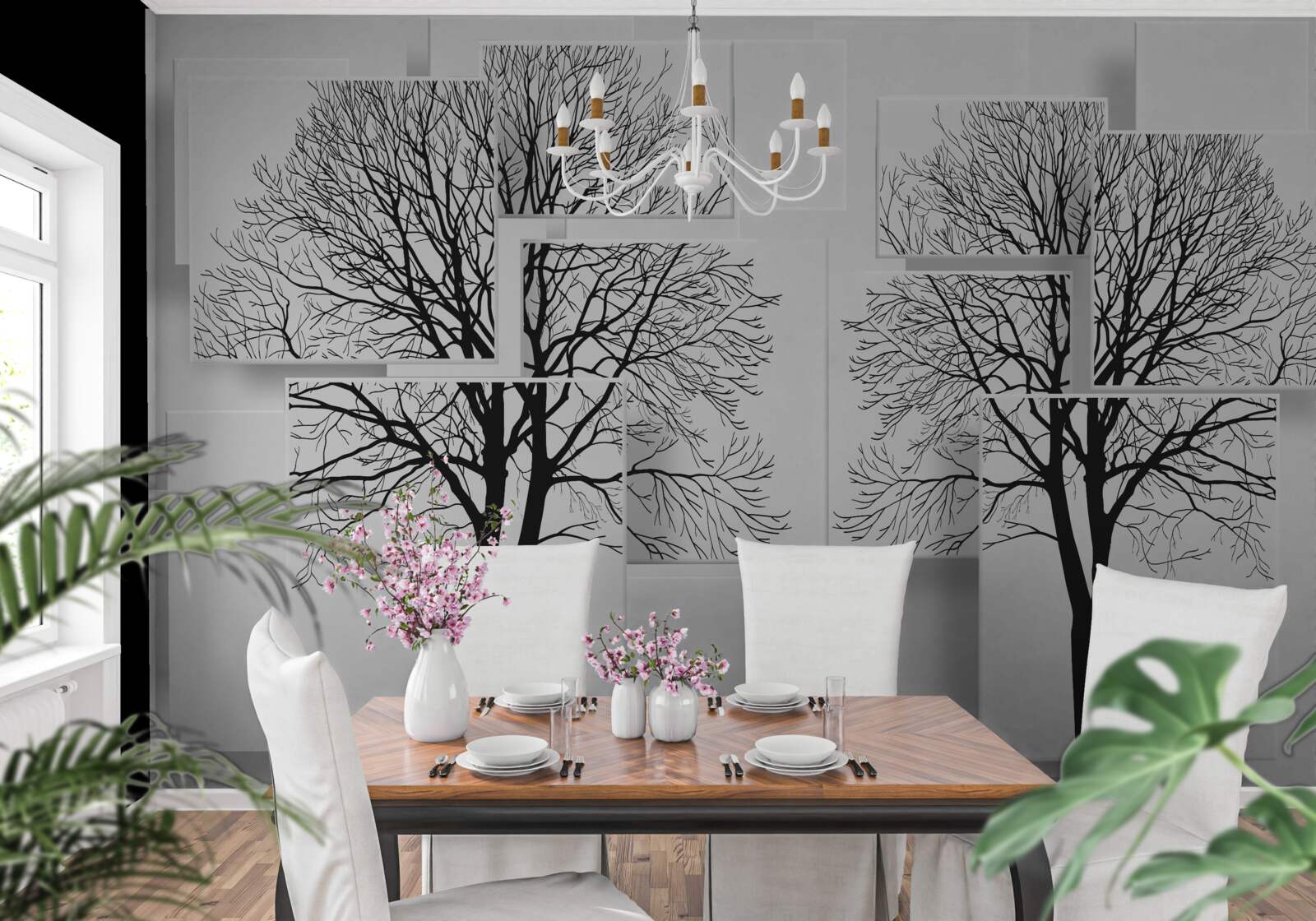 Фотошпалери два повалених дерева на світлому тлі