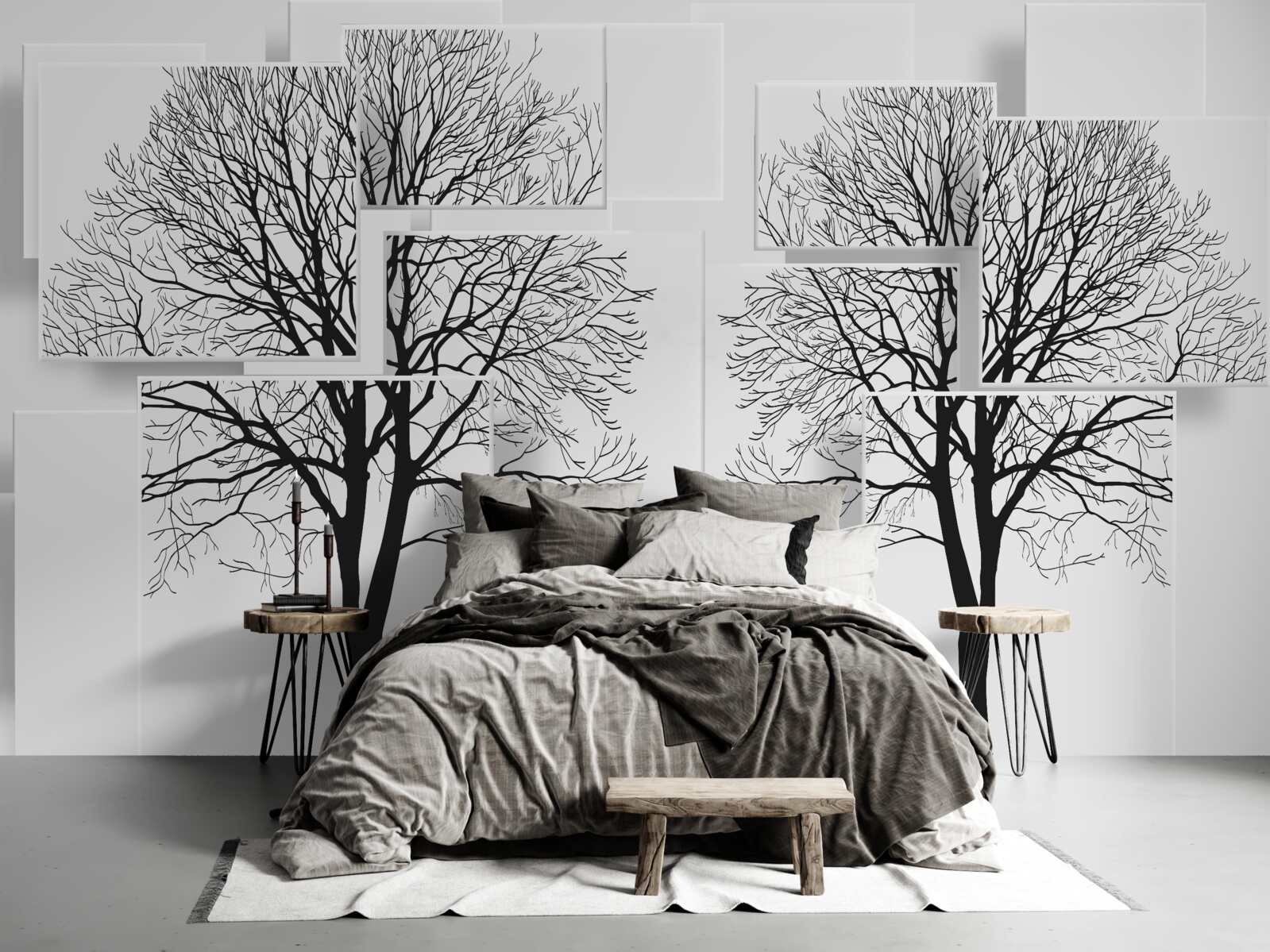 Фотошпалери два повалених дерева на світлому тлі