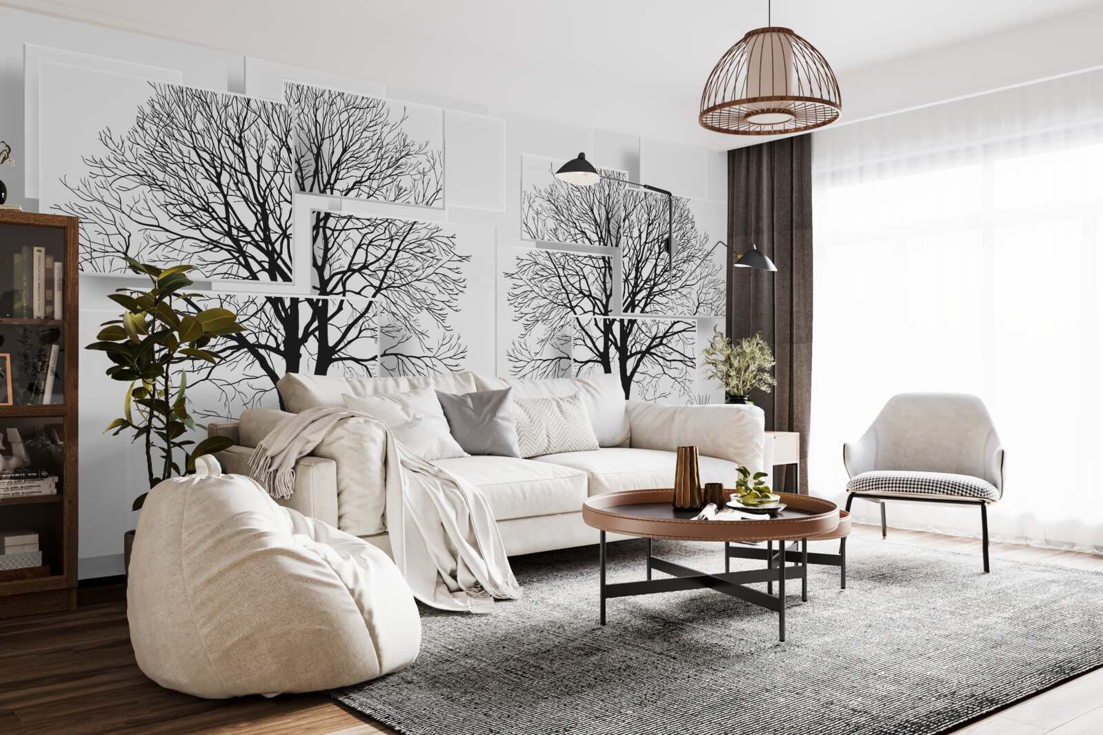 Фотошпалери два повалених дерева на світлому тлі