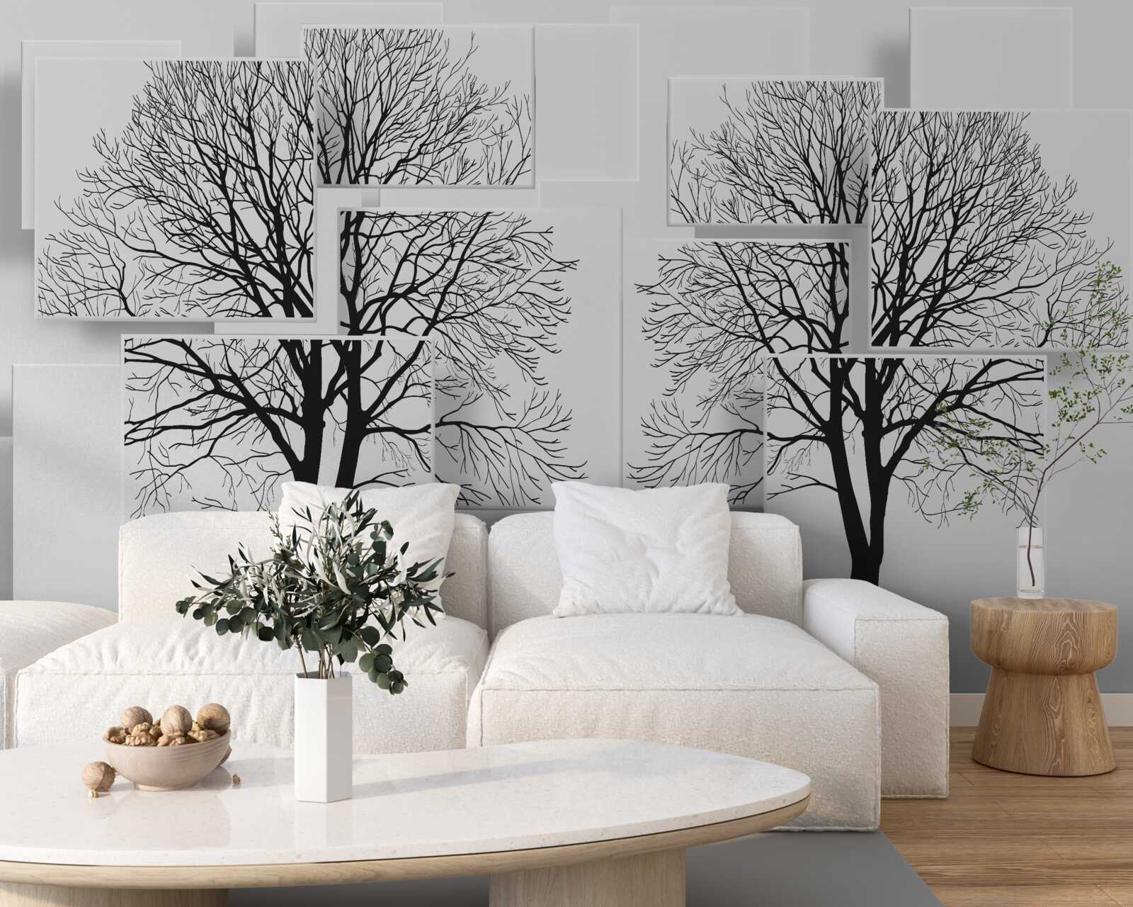 Фотошпалери два повалених дерева на світлому тлі