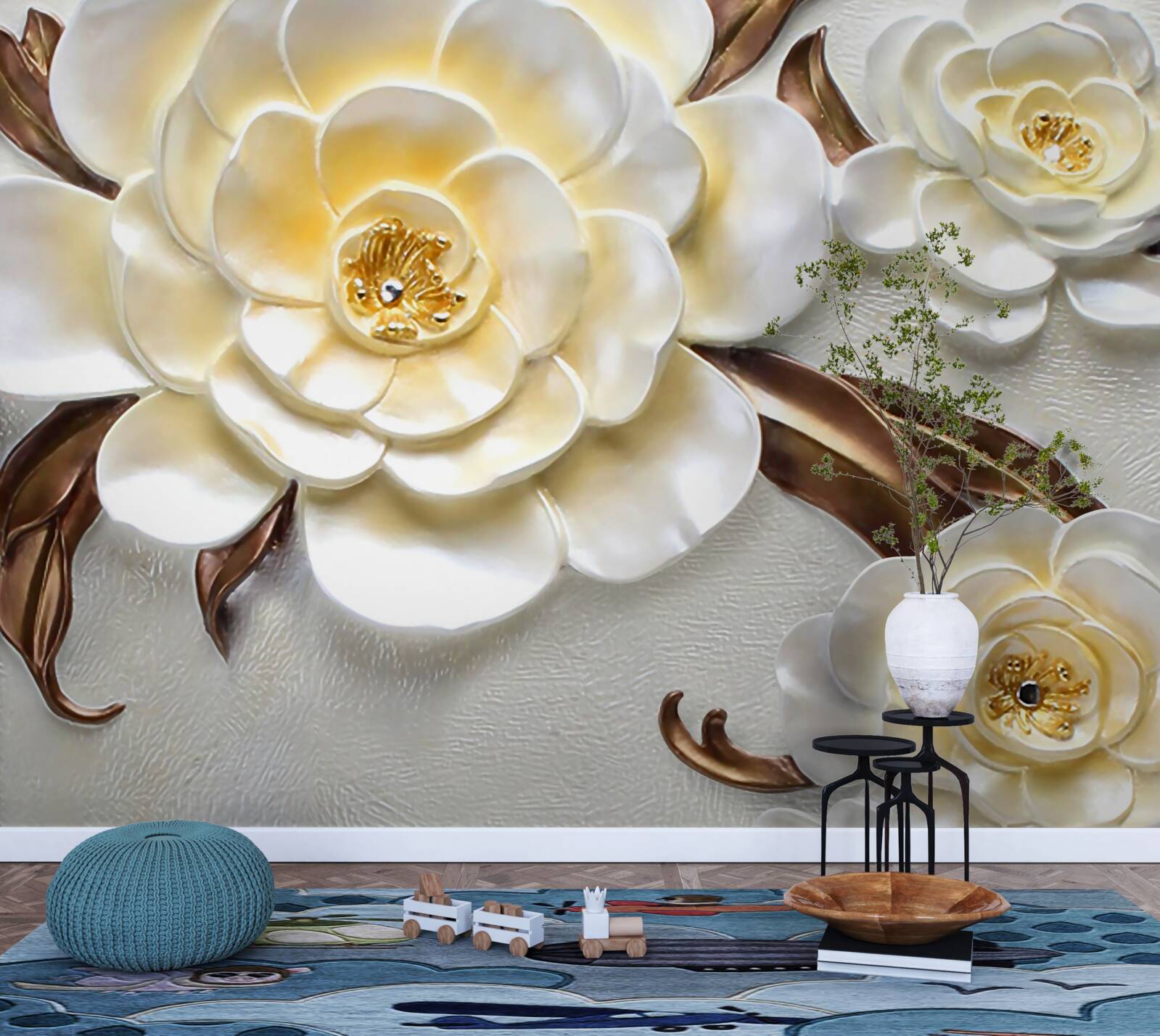 Фотошпалери магнолії з білими бутонами