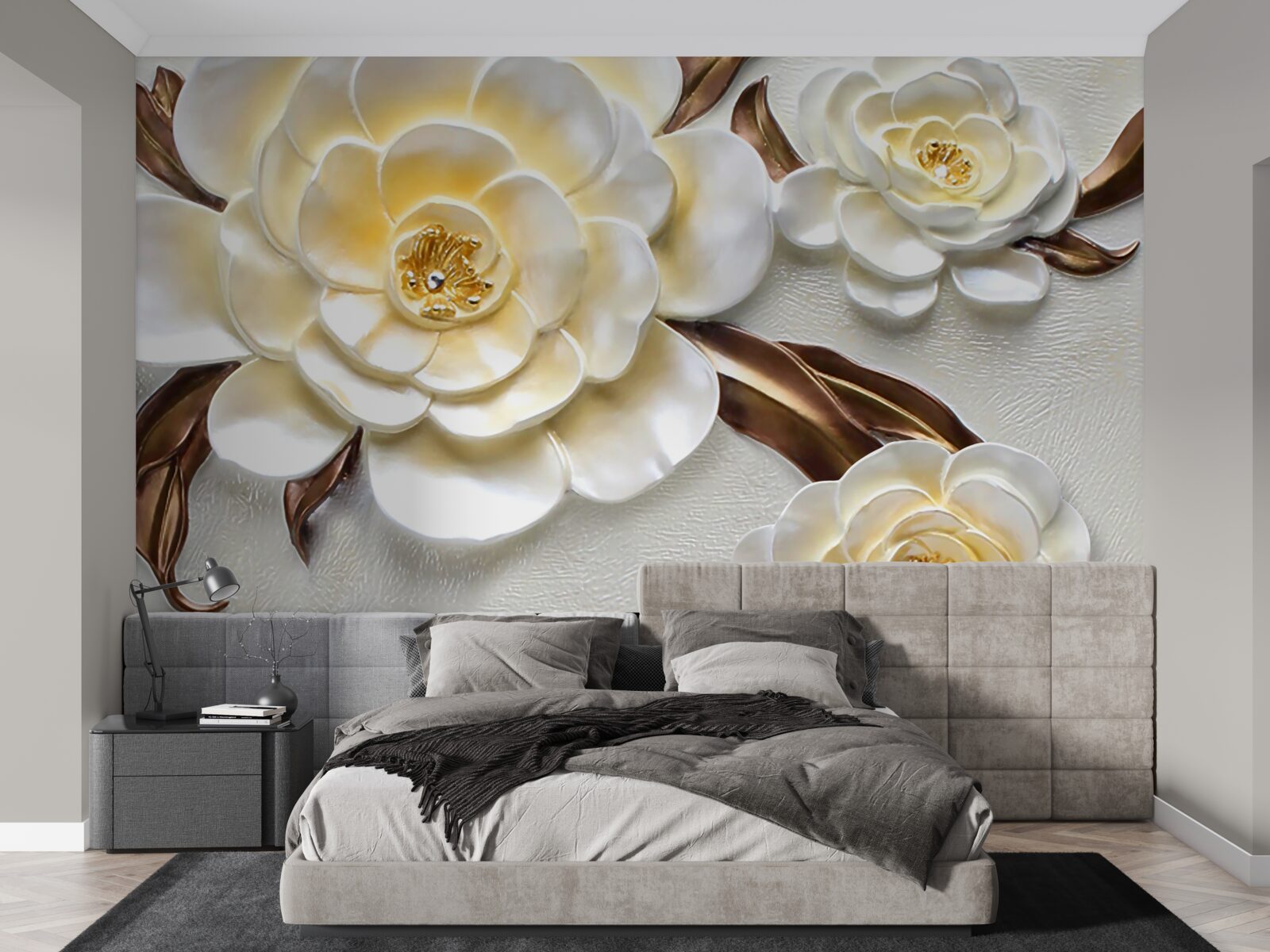 Фотошпалери магнолії з білими бутонами