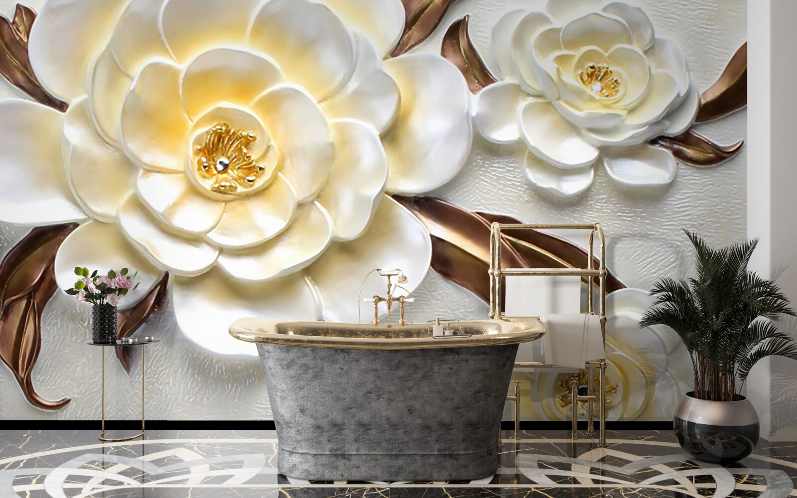 Фотошпалери магнолії з білими бутонами