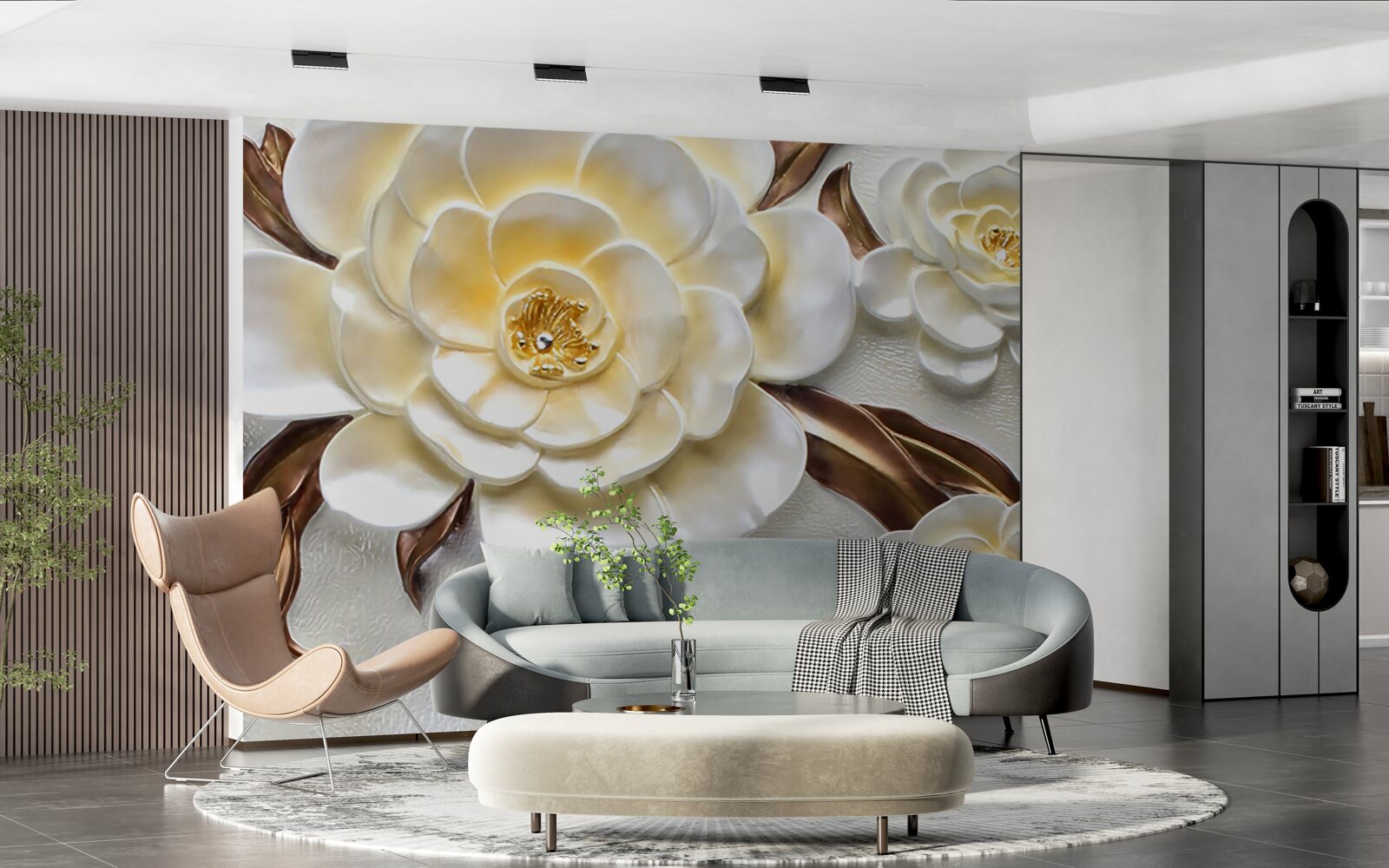 Фотошпалери магнолії з білими бутонами