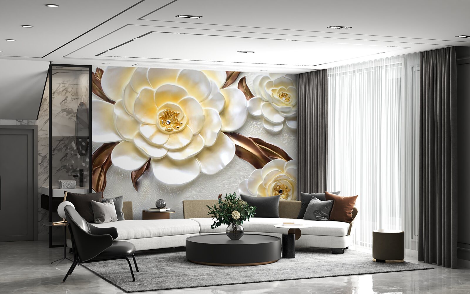 Фотошпалери магнолії з білими бутонами