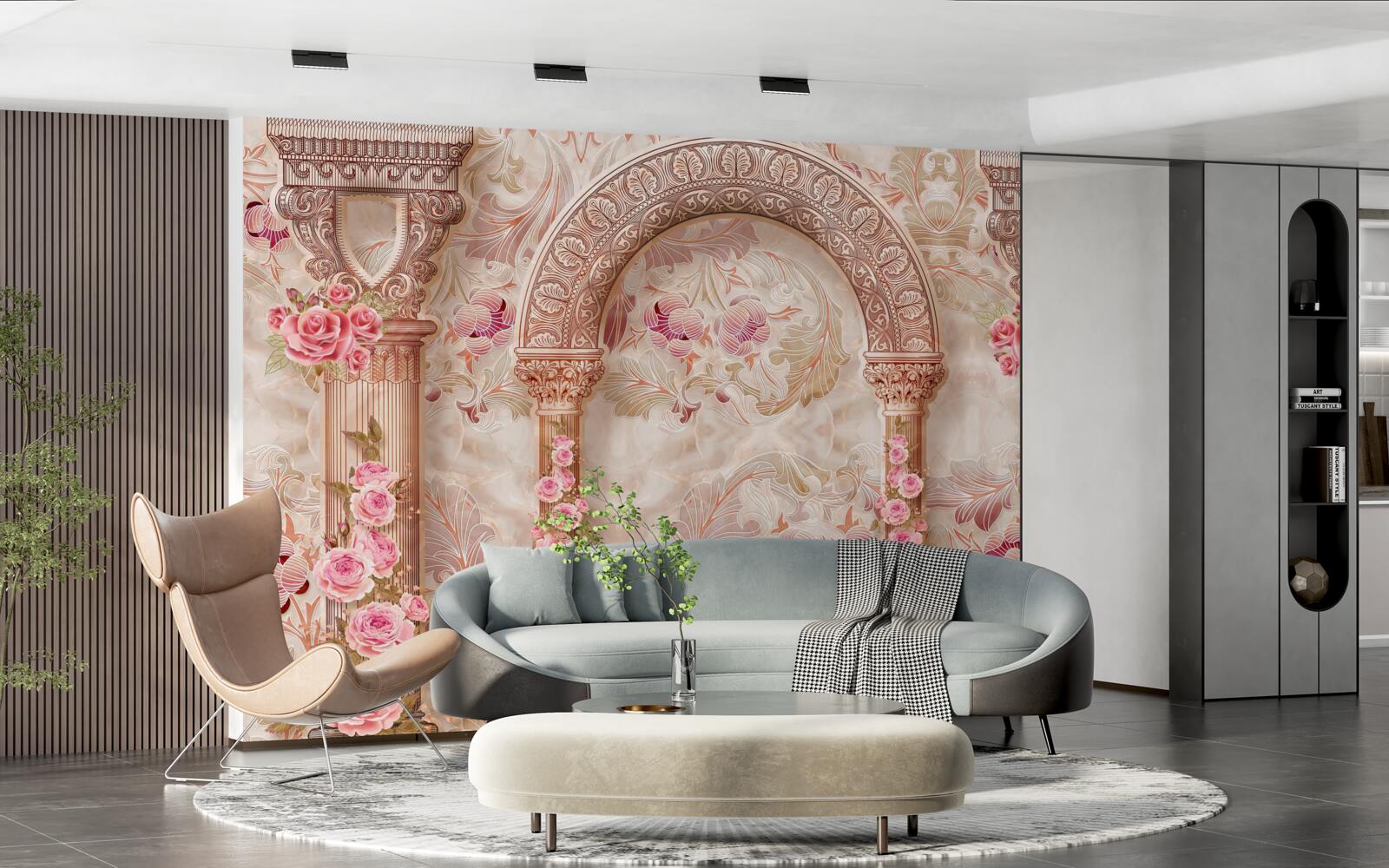 Фотошпалери Арка, прикрашена рожевими квітами