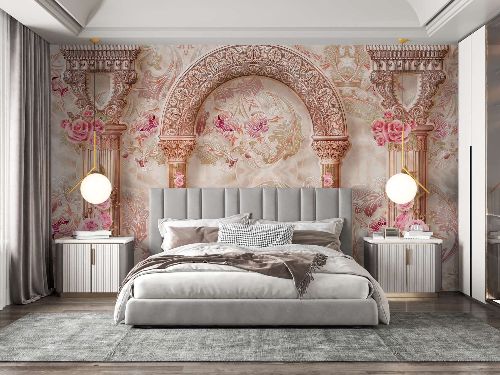 Фотошпалери Арка, прикрашена рожевими квітами