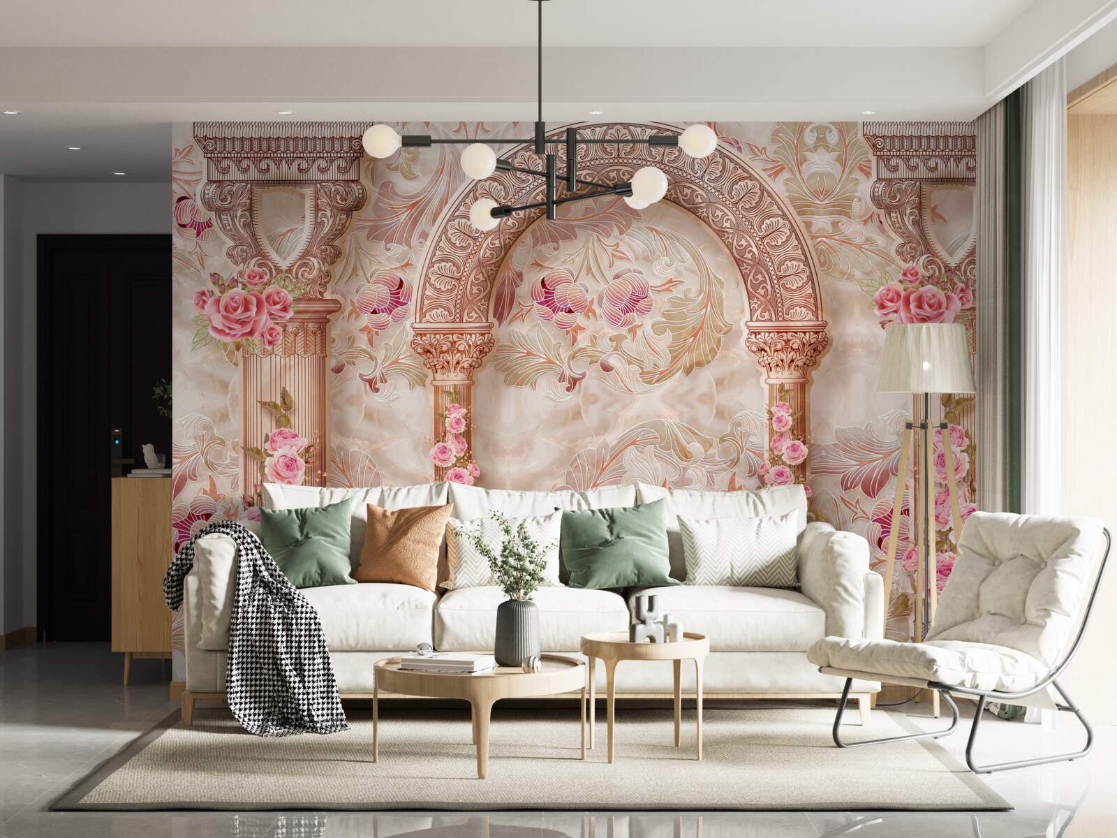 Фотошпалери Арка, прикрашена рожевими квітами